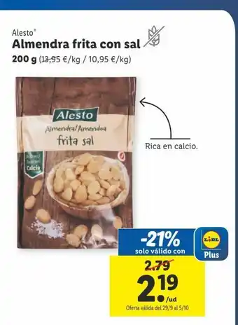 Lidl Almendras fritas con sal alesto oferta