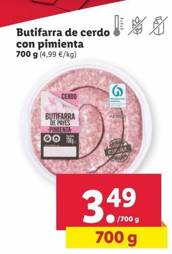 Lidl Butifarra de cerdo con pimienta oferta