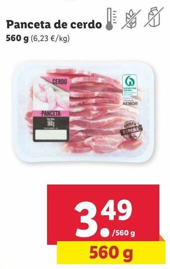 Lidl Panceta de cerdo oferta
