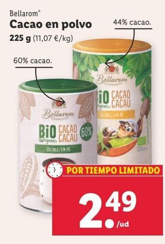Lidl Cacao en polvo bellarom oferta