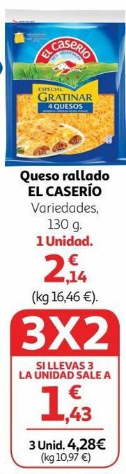 Alcampo Queso rallado el caserío oferta