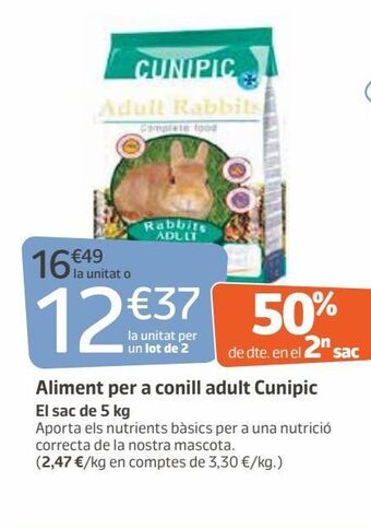 Jardiland Aliment per a conill adult cunipic oferta