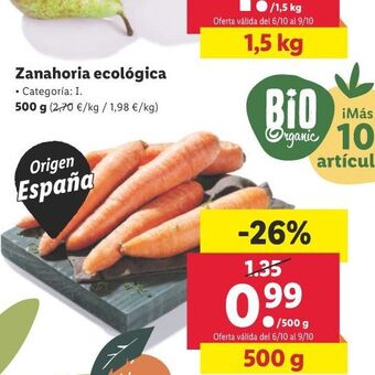 Lidl Zanahoria ecológica oferta