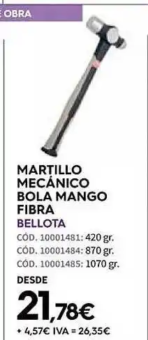 ferrOkey Martillo mecánico bola mango fibra bellota oferta