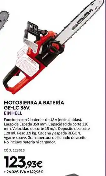 ferrOkey Motosierra a batería ge-lc 36v einhell oferta