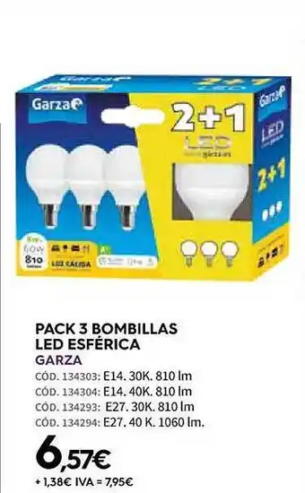ferrOkey Pack 3 bombillas led esférica garza oferta