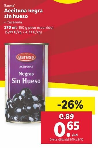 Lidl Aceitunas negras baresa oferta
