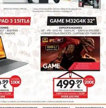 Game Pro 500 k foto med og de descarga con todos ad ips 32-hdmi 2.1 game game m32g4k 32" especificaciones: 32-ips-uhd 4k-144 oferta
