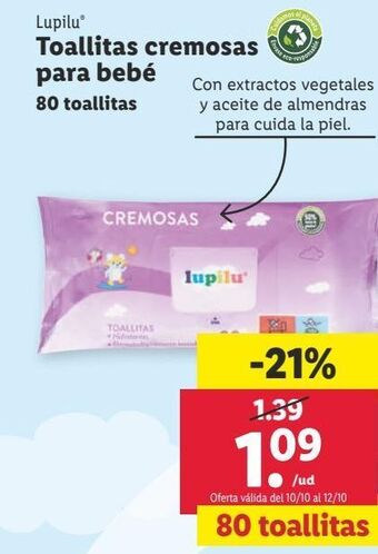 Lidl Toallitas húmedas para bebé lupilu oferta