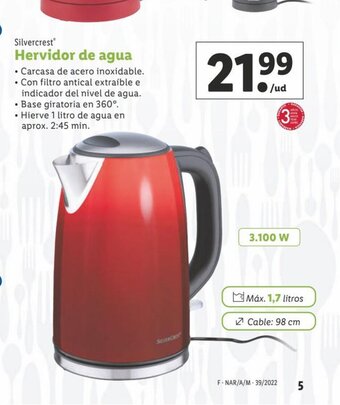 Lidl Silvercrest Hervidor de Agua oferta