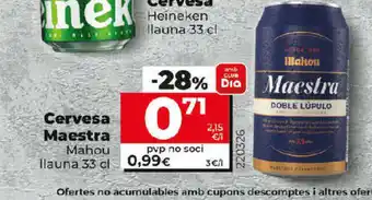 Dia Cervesa Maestra Mahou IIauna 33cl oferta