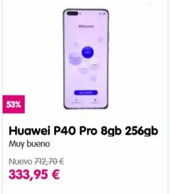 Cash Converters 53% nuevo 712,70 € 333,95 € huawei p40 pro 8gb 256gb muy bueno oferta