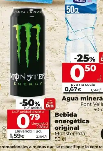 Dia Bebida Energética Original 50cl Monster Lata oferta