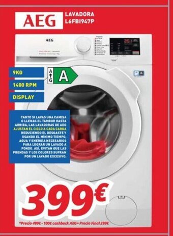 Mi electro Aeg Lavadora L6FBI947P oferta