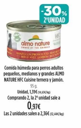 El Corte Inglés Comida Húmeda Para Perros Adultos Pequeños Medianos y Grandes Almo Nature HFC Cuisine Ternera y Jamon 95g oferta