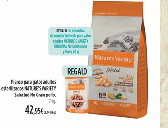 El Corte Inglés Pienso para gatos adultos esterilizados nature's variety Selected no grain Pollo oferta