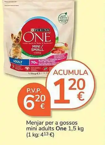 Consum Menjar per a gossos mini adults one oferta