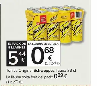 Consum Tònica original schweppes llauna oferta