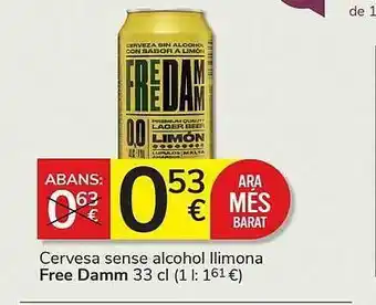 Consum Cerveza sense alcohol llimona free damm oferta