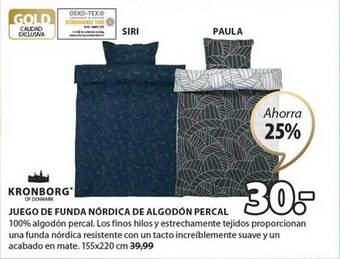 JYSK Kronborg juego de funda nórdica de algodón percal oferta