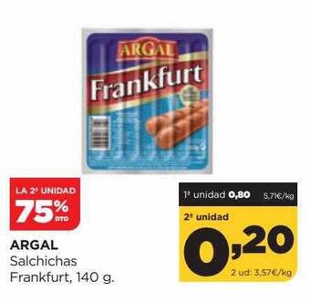 Alimerka La 2a unidad 75% dto argal salchichas frankfurt oferta