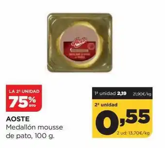 Alimerka La 2a unidad 75% dto oaste medallón moussse de pato oferta