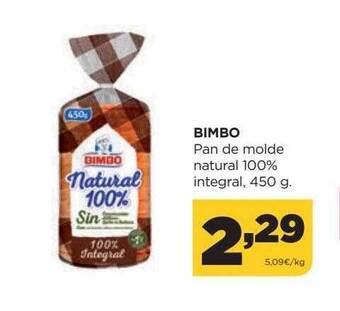 Alimerka Bimbo pan de molde natural 100% integral oferta