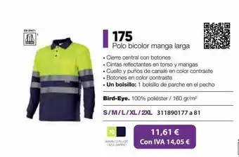 Coinfer 175 polo bicolor manga larga oferta