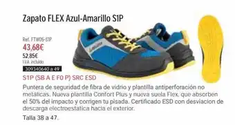Zapato flex azul-amarillo s1p
