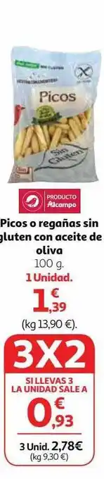 Alcampo Picos o regañas sin gluten con aceite de oliva oferta