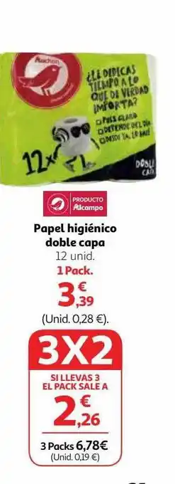 Alcampo Papel higiénico doble capa oferta