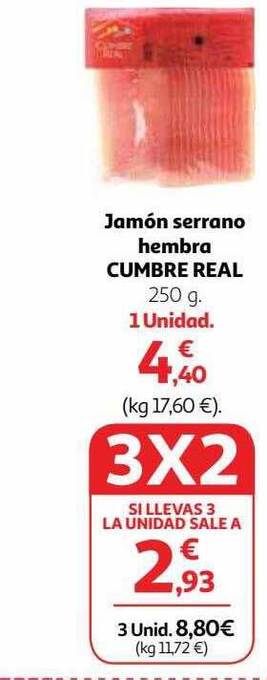 Alcampo Jamón serrano hembra cumbre real oferta