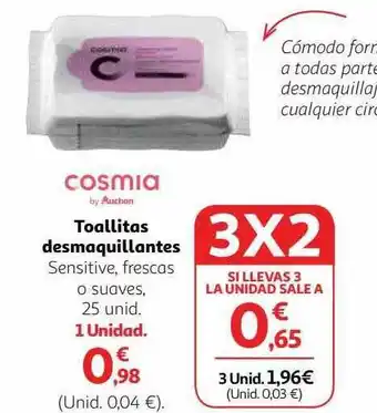 Alcampo Cosmia toallitas desmaquillantes oferta