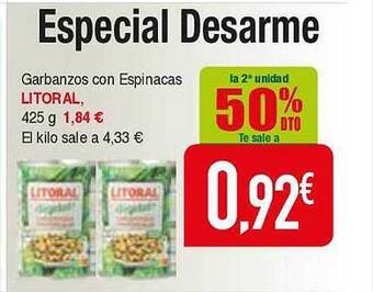 Masymas La 2a unidad 50% dto garbanzos con espinacas litoral oferta