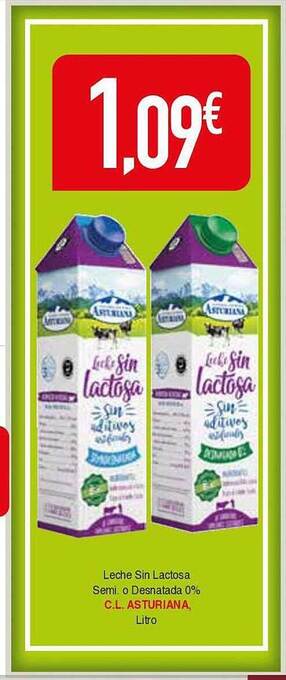 Masymas Leche sin lactosa semi o desnatada 0% c.l. asturiana oferta