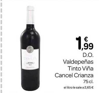 Supermercados El Jamón Valdepeñas tinto viña cancel crianza oferta