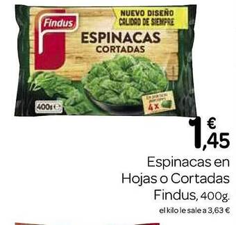Supermercados El Jamón Espinacas en hojas o cortadas findus oferta