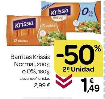 Supermercados El Jamón Barritas krissia normal o 0% oferta