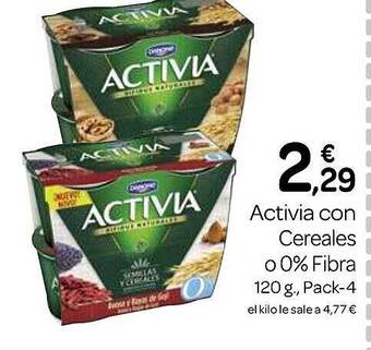 Supermercados El Jamón Activia con cereales o 0% fibra oferta