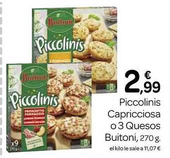 Supermercados El Jamón Piccolinis capricciosa o 3 quesos buitoni oferta