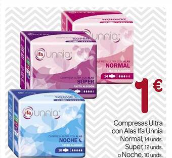 Supermercados El Jamón Compresas ultra con alas ifa unnia normal super o noche oferta