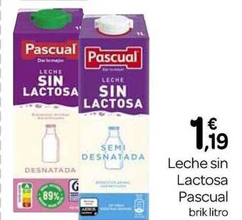 Supermercados El Jamón Leche sin lactosa pascual oferta
