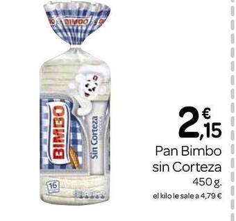Supermercados El Jamón Pan bimbo sin corteza oferta