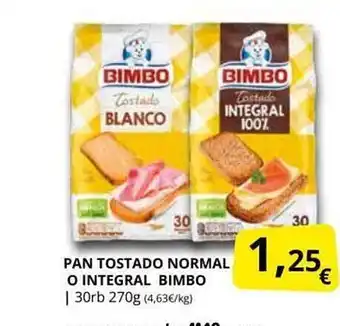 Supermercados MAS Pan tostado normal o integral bimbo oferta