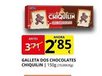 Supermercados MAS Galleta dos chocolates chiquilin oferta