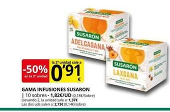 Supermercados MAS -50% en la 2a unidad gama infusiones susaron oferta