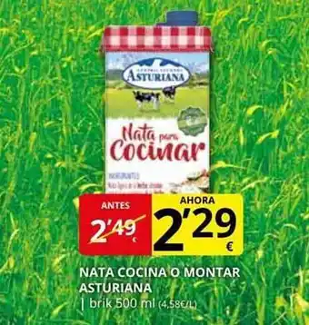 Supermercados MAS Nata cocina o montar asturiana oferta