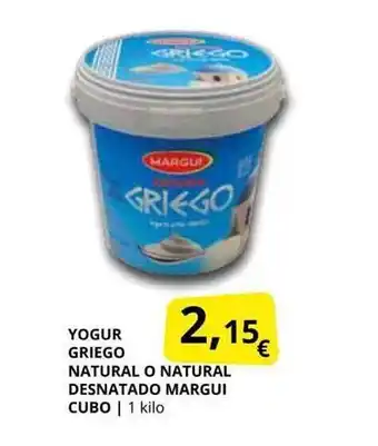Supermercados MAS Yogur griego natural o natural desnatado margui cubo oferta