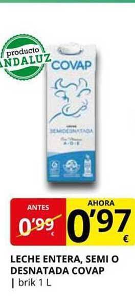 Supermercados MAS Leche entera, semi o desnatada covap oferta