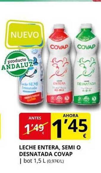 Supermercados MAS Leche entera, semi o desnatada covap oferta